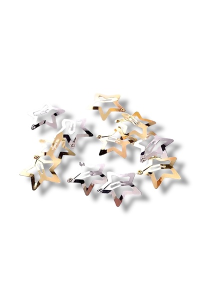 SHEKER HOME Girl's Metal Star Figured Snap Buckle Set 6 Pieces Gold Silver Co...