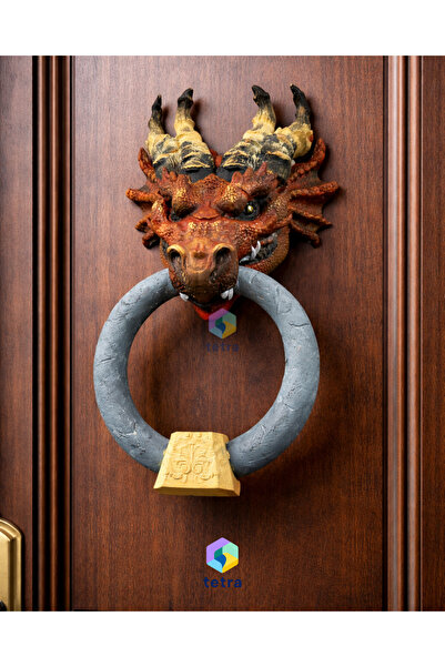 Tetra Craft Ejderha Kafası Dekoratif Kapı Tokmağı | Duvar & Kapı Aksesuarı