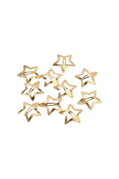 SHEKER HOME Girl's Metal Star Figured Snap Buckle Set 6 Pieces Gold Color Hai...