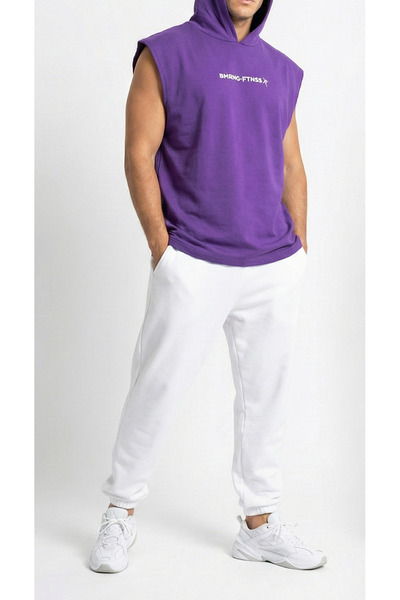 bumerangspor Men's 100% Cotton Oversize Hooded Sleeveless T-Shirt