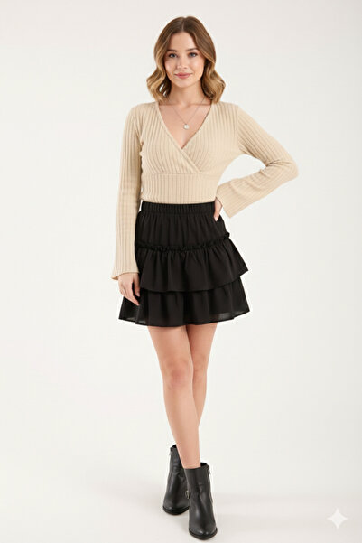 Lufthimm Women's Anvelop Collar Spanish Sleeves Knitted Blouse