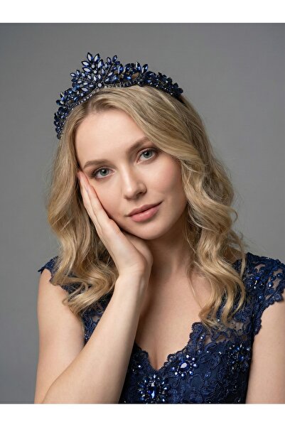 Magic Tiara Kristal Taşlı Yaprak Desenli Gelin Tacı - Işıltılı Düğün Saç Akse...