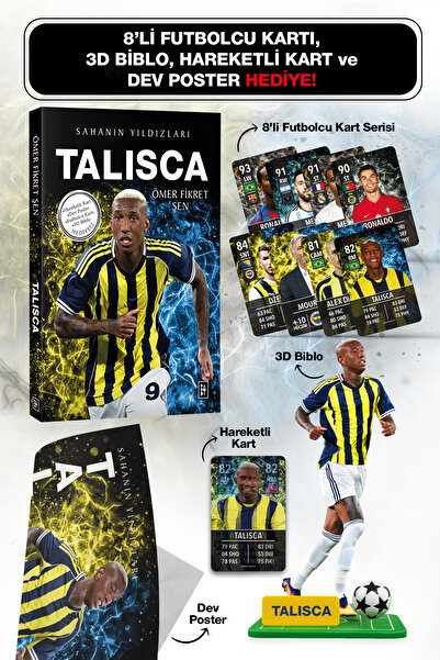Parodi Yayınları Talisca Futbolcu Kitabı - 3D Biblo, 8'li Futbolcu Kartı, Dev...