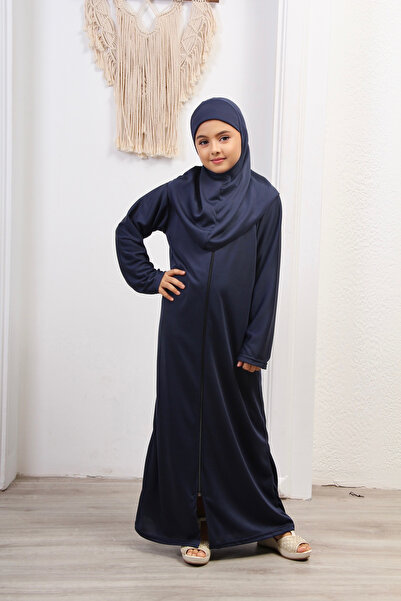 Defkay Kız çocuk fermuarlı namaz elbisesi modern düz