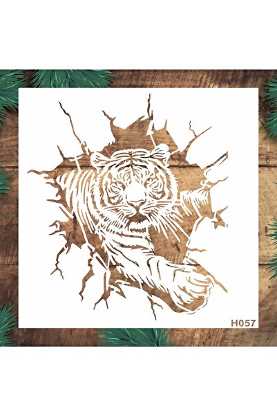 STENCİLTASARIM Stencil Tasarım H057 Aslan , Ahşap, Duvar ,Kumaş v.b Desen Akt...