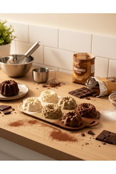 KACASTORE Silikon Kek Muffin Çikolata Kalıbı Klasik Çiçek Karışık Desenli