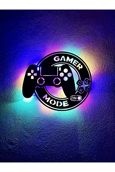 sem concept Pilli Ledli Gamer Mode Yazılı Oyuncu Tablosu, Dekoratif Renkli Ta...