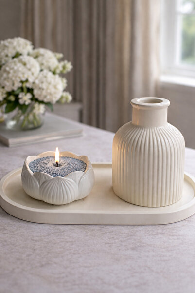 YİĞİTER Handmade Stone Powder Decorative Candle Set |   Natural Powder Candle...