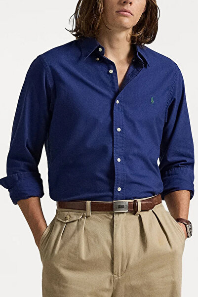 Polo Ralph Lauren Mens Blue Garment Dyed Classic Fit Oxford Shirt