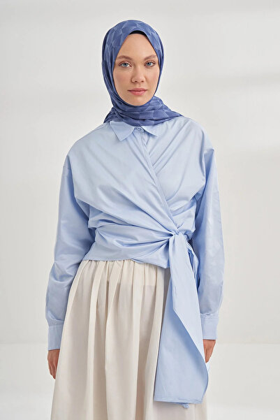 ARMANDA Cotton Monogram Geometric Pattern Shawl 3120 - 520 Indigo