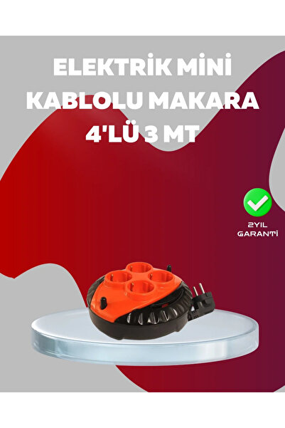 Fırsatkolik 4-Plus Red Socket Reel with 3 Meter Cable