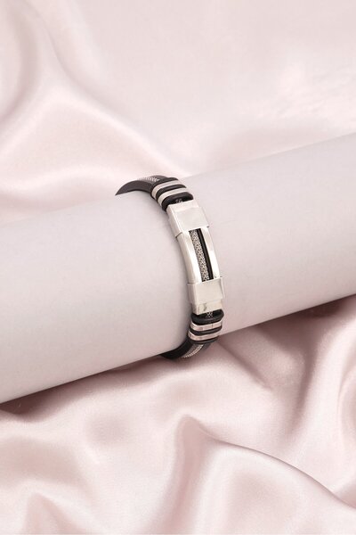 Steeltime سوار رجالي من الفولاذ المقاوم للصدأ، أسود