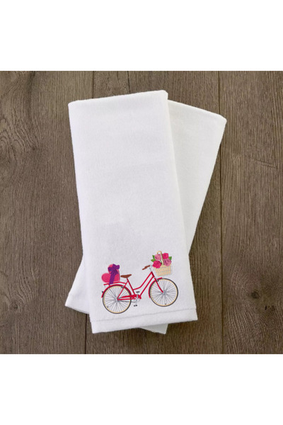Ursa Love, Affections, Valentine's Day Bicycle Design Embroidered Towel