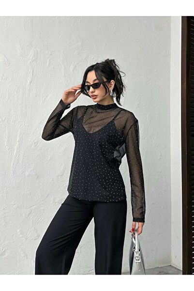 ASEDE Imported Stoned Transparent Lined Blouse