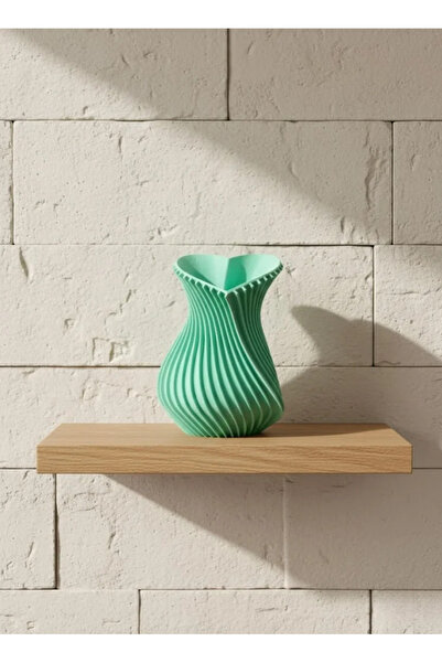 Fırsatkolik Heart-Shaped Turquoise Decorative Vase 24 cm Modern Stylish Design