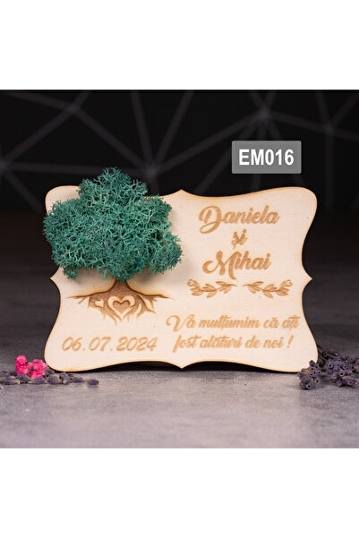 Creators of Crafts Marturie de nunta - Dreptunghi vintage cu licheni 10x7cm