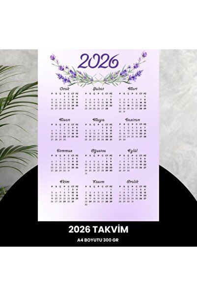 Fırsatkolik تقويم 2026 بريميوم A4 300 جرام طباعة رقمية لافندر