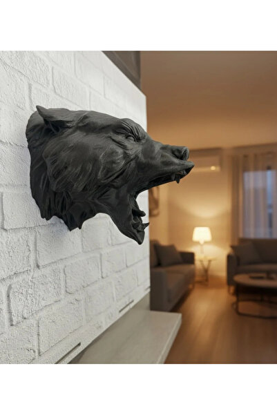 Fırsatkolik 3D Black Bear Head Wall Ornament Special Design Decorative Sculpt...