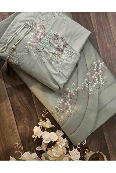 Gerenic طقم صلاة نسائي مبطن ومطرز يتكون من سجادة صلاة، ثوب صلاة