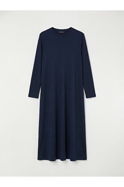 LC Waikiki Φόρεμα σε γραμμή Α με λαιμόκοψη ποδηλάτου σε σκούρο μπλε από την G...