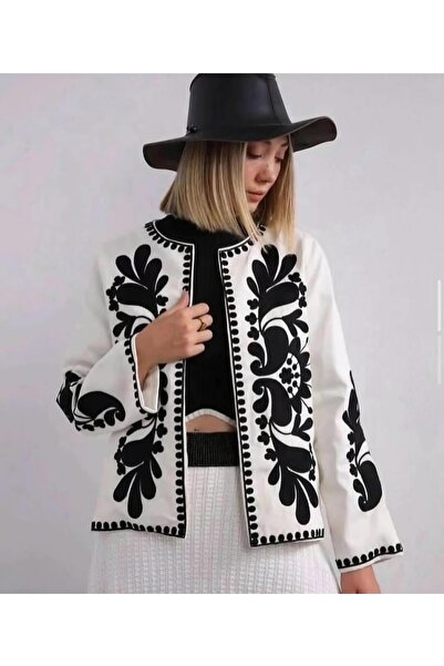 Sosyete Kaplumbağa Cotton Embroidered Long Sleeve Jacket