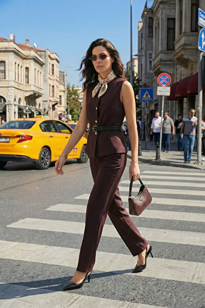 Lela Regular Fit Button Belt Detailed Vest Suit Suit 6928891