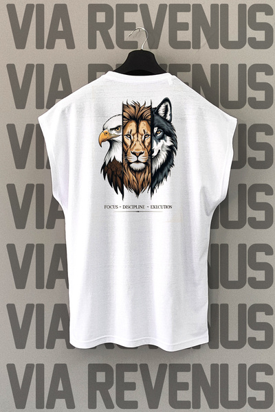 Vordevia Focus, Discipline, Execution Gym Back Printed Zero Sleeve 100% Cotto...