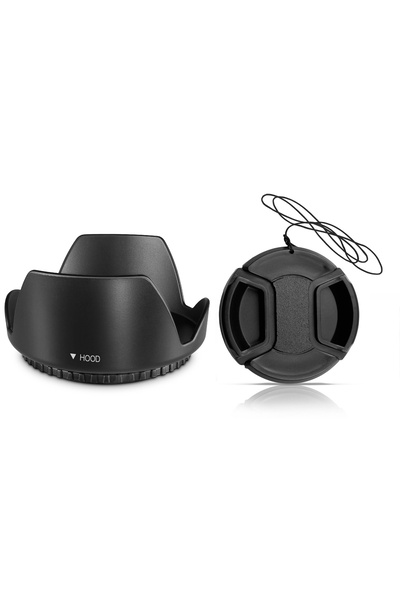 AZT Nikon D3000 D3100 D3200 18-55mm Lens için 52mm Yaprak Parasoley + Lens Ka...