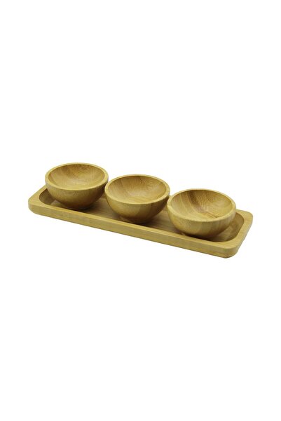 Fırsatkolik 3Pcs - Presentation Tray Mini - Diameter: 6cm Wooden Bamboo Delig...