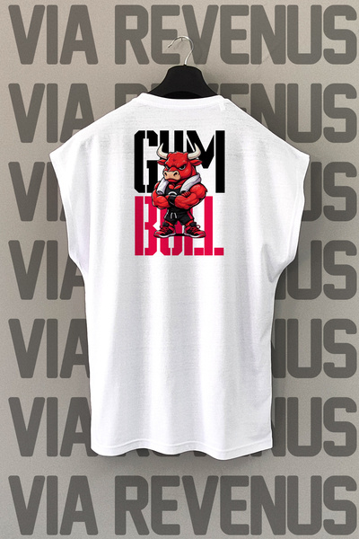 Vordevia Gym Bull Back Printed Zero Sleeve 100% Cotton Sports Tshirt
