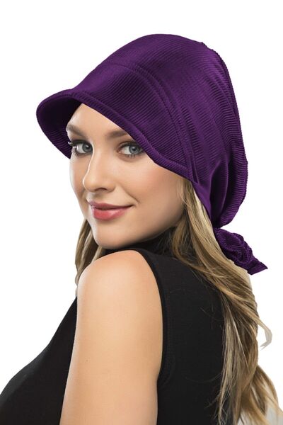 elysianfidan Pălărie cu pliuri, turban mov, hijab, șapcă pentru piscină, potr...