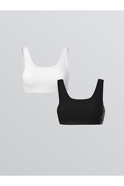 LC Waikiki Rmz Gi̇yi̇m Farkiyla U Roba Collar Plain Bustier 2-Pack