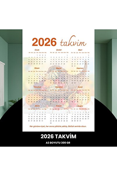 Fırsatkolik Calendar 2026 Premium A3 300 Gr Digital Printing Orange