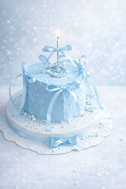 hediyehobihersey Hazır Yenilebilir Mavi Fiyonk, Mavi Kurdela, Pasta Süsü, Cup...