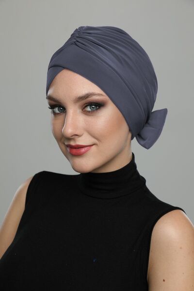 elysianfidan Turban instantanee gri închis cu fundă, șapcă pentru piscină, po...