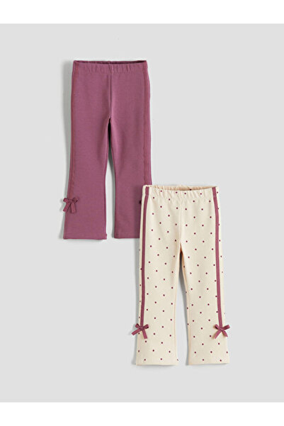 LC Waikiki Rmz Gi̇yi̇m Farkiyla Bow Detailed Spanish Flare Girls' Leggings 2-...