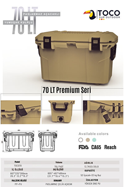 TocoSupOutdoor 70 LT Premium Taşınabilir Soğutucu Kamp Buzluğu 70 Qt Kamp ve ...