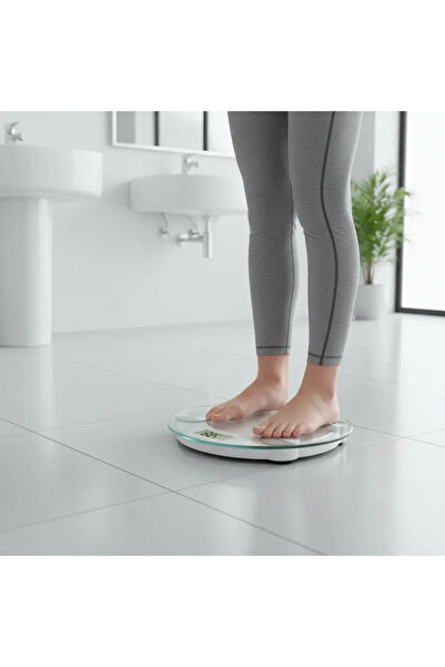 Fırsatkolik Yuvarlak Şeffaf Dijital Cam Baskül Terazi Tartı Hassas Ölçüm Mode...