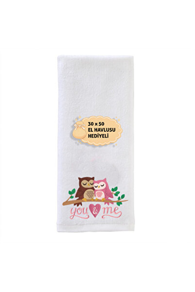 Ursa Towel with Embroidered Design of Love Doves Written in English and Hindi