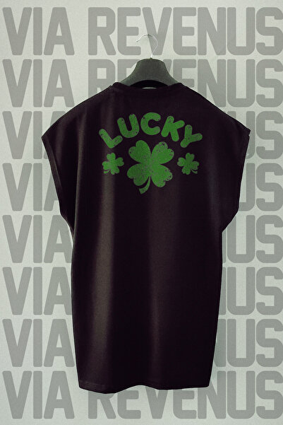 Vordevia Lucky Back Printed Zero Sleeve 100% Cotton Sports Tshirt