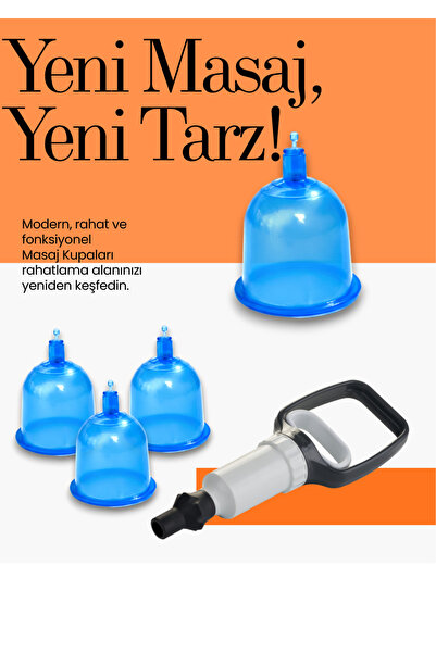 KUPAFİX 3 Lü Masaj Kupası, Medikal Vakumlu Masaj, Vakumlu Hacamat Seti, Hacam...