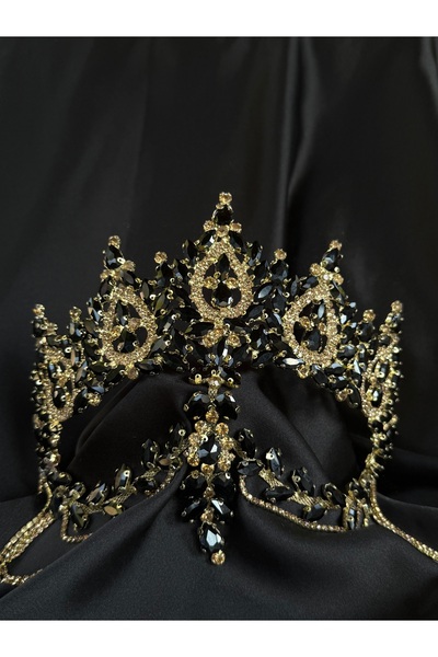 NO BRAND Goldlu siyah Gelin tacı & kına tacı