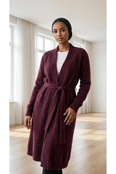 Butik Kadın Yumoş kemerli angora hırka