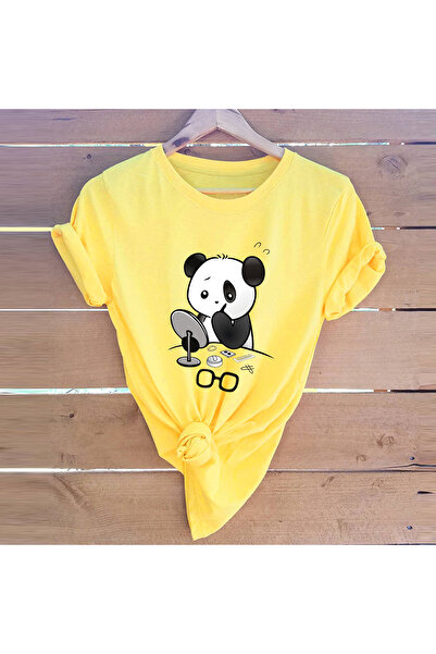 GENERAL Women's yellow t-shirt with a distinctive and trendy teddy bear print