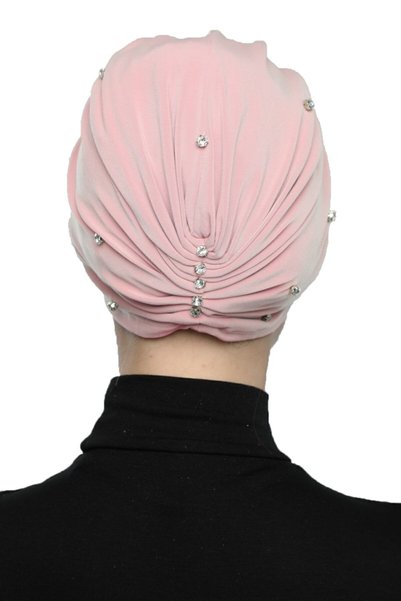elysianfidan Zeni Handcrafted Embroidered Lined Ready-To-Wear Turban Hijab Cap