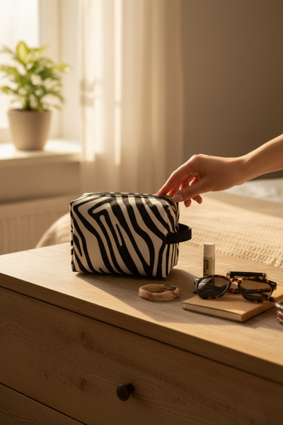 Pirene منظم زيبرا شيك، حقيبة مكياج