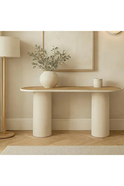 Palma homez Modern Wooden Console with Elegant White Base – 120×40×76 cm