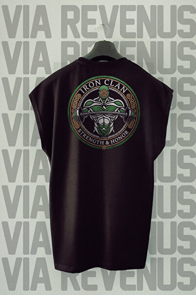 Vordevia Iron Clan Gym Back Printed Zero Sleeve 100% Cotton Sports Tshirt