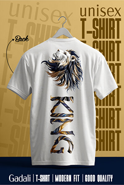 Gadali Unisex King Lion Back Print T-Shirt