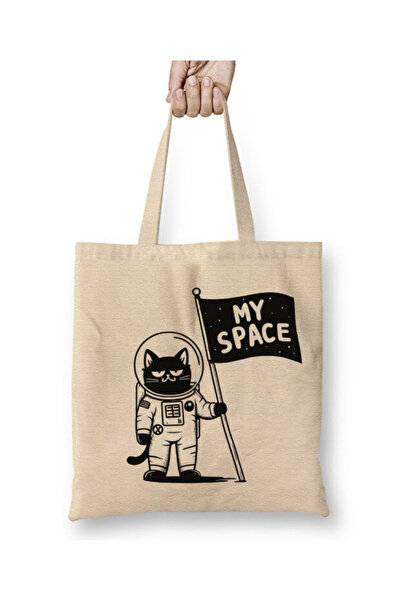Toyaso Astronaut Cat Cat My Space White Tote Bag Long Handle Shopping Bag Bea...